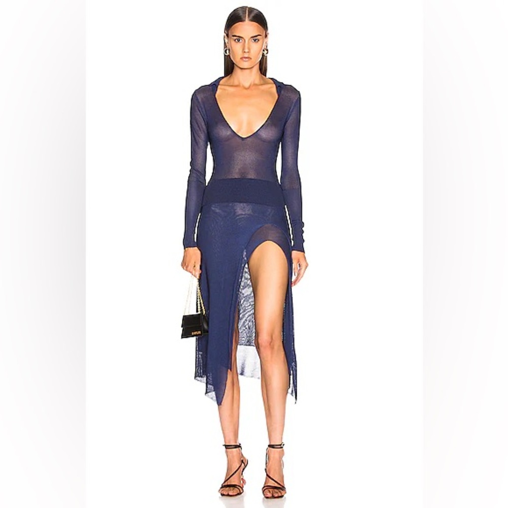 Jacquemus Deep Blue Sheer Knit Dress